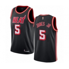 Men's Miami Heat #5 Derrick Jones Jr Authentic Black Fashion Hardwood Classics Basketball Jersey