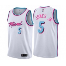 Men's Miami Heat #5 Derrick Jones Jr Authentic White Basketball Jersey - City Edition