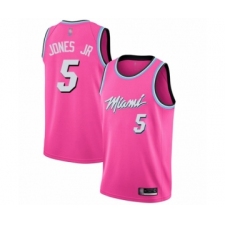 Men's Miami Heat #5 Derrick Jones Jr Pink Swingman Jersey - Earned Edition