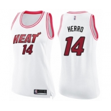 Women's Miami Heat #14 Tyler Herro Swingman White Pink Fashion Basketball Jersey