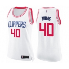 Women's Los Angeles Clippers #40 Ivica Zubac Swingman White Pink Fashion Basketball Jersey