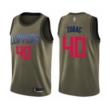 Youth Los Angeles Clippers #40 Ivica Zubac Swingman Green Salute to Service Basketball Jersey