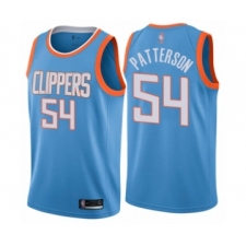 Men's Los Angeles Clippers #54 Patrick Patterson Authentic Blue Basketball Jersey - City Edition
