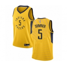 Women's Indiana Pacers #5 Edmond Sumner Swingman Gold Basketball Jersey Statement Edition