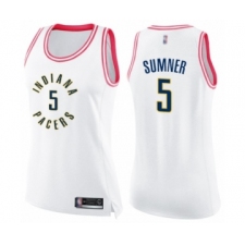 Women's Indiana Pacers #5 Edmond Sumner Swingman White Pink Fashion Basketball Jersey