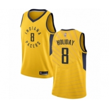 Men's Indiana Pacers #8 Justin Holiday Authentic Gold Basketball Jersey Statement Edition