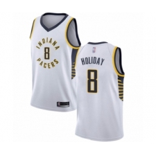 Men's Indiana Pacers #8 Justin Holiday Authentic White Basketball Jersey - Association Edition