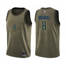 Men's Indiana Pacers #8 Justin Holiday Swingman Green Salute to Service Basketball Jersey