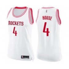 Women's Houston Rockets #4 Danuel House Swingman White Pink Fashion Basketball Jersey