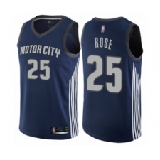 Men's Detroit Pistons #25 Derrick Rose Authentic Navy Blue Basketball Jersey - City Edition