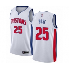 Women's Detroit Pistons #25 Derrick Rose Authentic White Basketball Jersey - Association Edition
