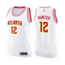 Women's Atlanta Hawks #12 De'Andre Hunter Swingman White Pink Fashion Basketball Jersey