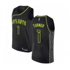 Men's Atlanta Hawks #1 Evan Turner Authentic Black Basketball Jersey - City Edition