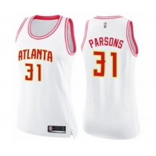 Women's Atlanta Hawks #31 Chandler Parsons Swingman White Pink Fashion Basketball Jersey