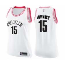 Women's Brooklyn Nets #15 Timothe Luwawu Swingman White Pink Fashion Basketball Jersey