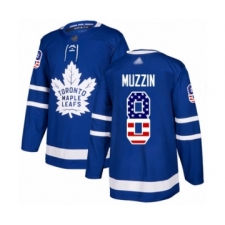 Men's Toronto Maple Leafs #8 Jake Muzzin Authentic Royal Blue USA Flag Fashion Hockey Jersey