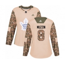 Women's Toronto Maple Leafs #8 Jake Muzzin Authentic Camo Veterans Day Practice Hockey Jersey