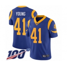 Men's Los Angeles Rams #41 Kenny Young Royal Blue Alternate Vapor Untouchable Limited Player 100th Season Football Jersey