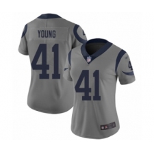 Women's Los Angeles Rams #41 Kenny Young Limited Gray Inverted Legend Football Jersey