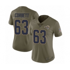 Women's Los Angeles Rams #63 Austin Corbett Limited Olive 2017 Salute to Service Football Jersey