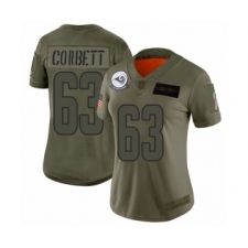 Women's Los Angeles Rams #63 Austin Corbett Limited Olive 2019 Salute to Service Football Jersey