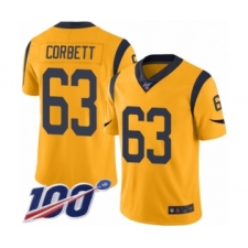 Youth Los Angeles Rams #63 Austin Corbett Limited Gold Rush Vapor Untouchable 100th Season Football Jersey