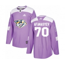 Men's Nashville Predators #70 Egor Afanasyev Authentic Purple Fights Cancer Practice Hockey Jersey