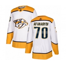 Men's Nashville Predators #70 Egor Afanasyev Authentic White Away Hockey Jersey
