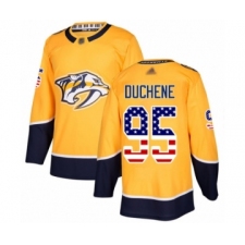 Men's Nashville Predators #95 Matt Duchene Authentic Gold USA Flag Fashion Hockey Jersey