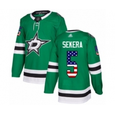 Men's Dallas Stars #5 Andrej Sekera Authentic Green USA Flag Fashion Hockey Jersey