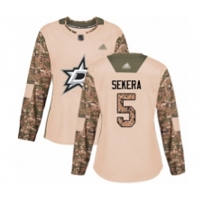 Women's Dallas Stars #5 Andrej Sekera Authentic Camo Veterans Day Practice Hockey Jersey