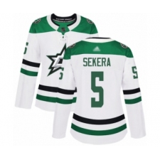 Women's Dallas Stars #5 Andrej Sekera Authentic White Away Hockey Jersey