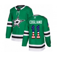 Men's Dallas Stars #11 Andrew Cogliano Authentic Green USA Flag Fashion Hockey Jersey