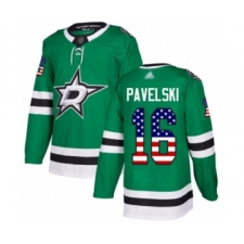 Men's Dallas Stars #16 Joe Pavelski Authentic Green USA Flag Fashion Hockey Jersey
