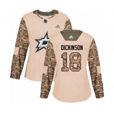 Women's Dallas Stars #18 Jason Dickinson Authentic Camo Veterans Day Practice Hockey Jersey