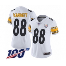 Women's Pittsburgh Steelers #88 Nick Vannett White Vapor Untouchable Limited Player 100th Season Football Jersey