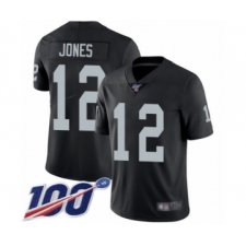 Men's Oakland Raiders #12 Zay Jones Black Team Color Vapor Untouchable Limited Player 100th Season Football Jersey