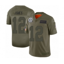 Men's Oakland Raiders #12 Zay Jones Limited Olive 2019 Salute to Service Football Jersey