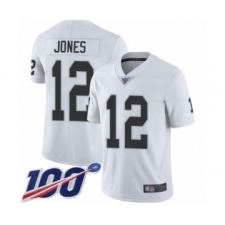 Men's Oakland Raiders #12 Zay Jones White Vapor Untouchable Limited Player 100th Season Football Jersey