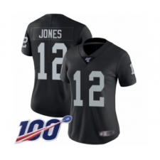Women's Oakland Raiders #12 Zay Jones Black Team Color Vapor Untouchable Limited Player 100th Season Football Jersey