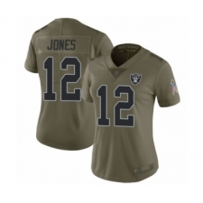 Women's Oakland Raiders #12 Zay Jones Limited Olive 2017 Salute to Service Football Jersey