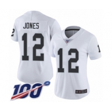 Women's Oakland Raiders #12 Zay Jones White Vapor Untouchable Limited Player 100th Season Football Jersey