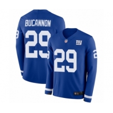 Men's New York Giants #29 Deone Bucannon Limited Royal Blue Therma Long Sleeve Football Jersey