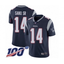Youth New England Patriots #14 Mohamed Sanu Sr Navy Blue Team Color Vapor Untouchable Limited Player 100th Season Football Jersey