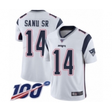 Youth New England Patriots #14 Mohamed Sanu Sr White Vapor Untouchable Limited Player 100th Season Football Jersey