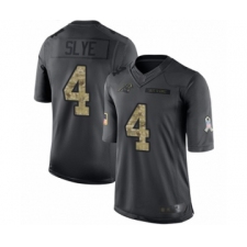 Men's Carolina Panthers #4 Joey Slye Limited Black 2016 Salute to Service Football Jersey