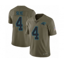 Men's Carolina Panthers #4 Joey Slye Limited Olive 2017 Salute to Service Football Jersey