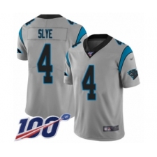 Men's Carolina Panthers #4 Joey Slye Silver Inverted Legend Limited 100th Season Football Jersey