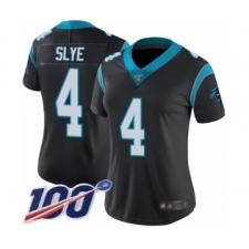 Women's Carolina Panthers #4 Joey Slye Black Team Color Vapor Untouchable Limited Player 100th Season Football Jersey