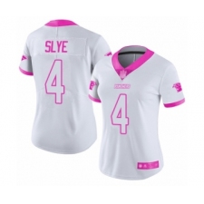 Women's Carolina Panthers #4 Joey Slye Limited White Pink Rush Fashion Football Jersey